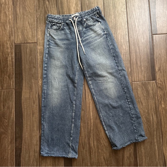 Rag & Bone Miramar Drawstring Wide Leg Cotton Terry Pants in Lakeside Sz S - Picture 3 of 10